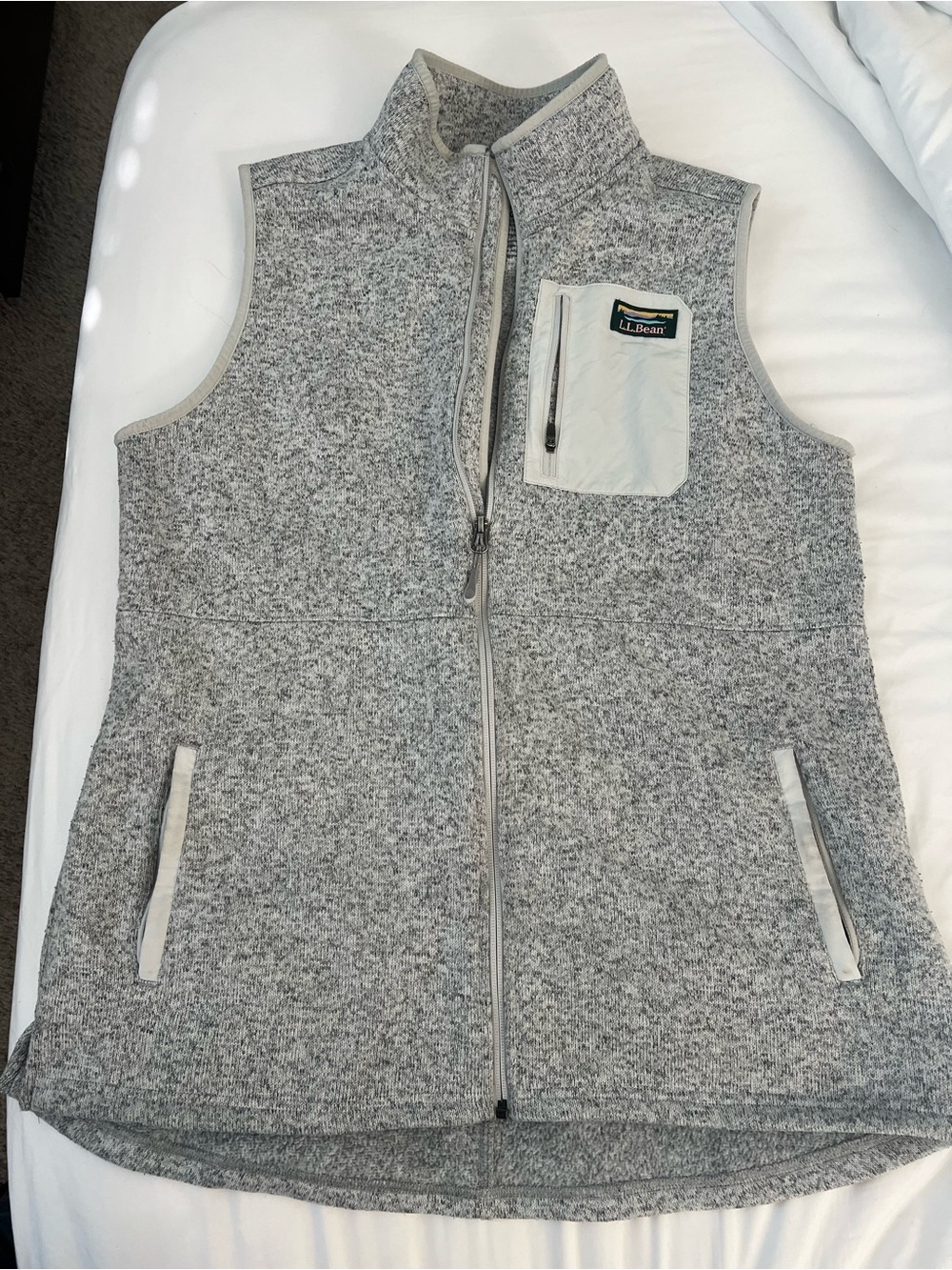 L.L. Bean Heather Gray Girls' Fleece Vest with Chest Pocket
